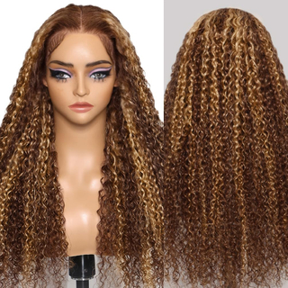 Wholesale 30 Inch 13x4 180% Density Human Hair Glueless Highlight Water Wave Transparent Lace Front Wigs for Black Women