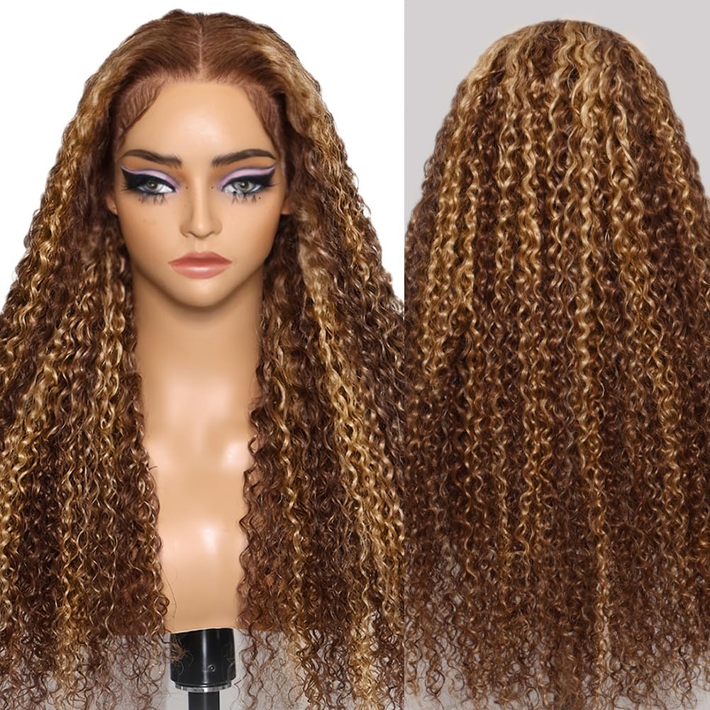 180% Density Piano Highlight Water Wave Human Hair Wigs Glueless Transparent Lace Frontal Wigs Hair Lace Human Hair Wig
