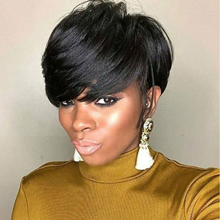 Wholesale Human Hair Wig for Black Women Cheap Straight Hair Short Wigs with Bangs 