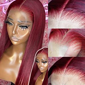 99J Burgundy Straight Wig 13x4 Lace Frontal Brazilian Remy Hair Wig