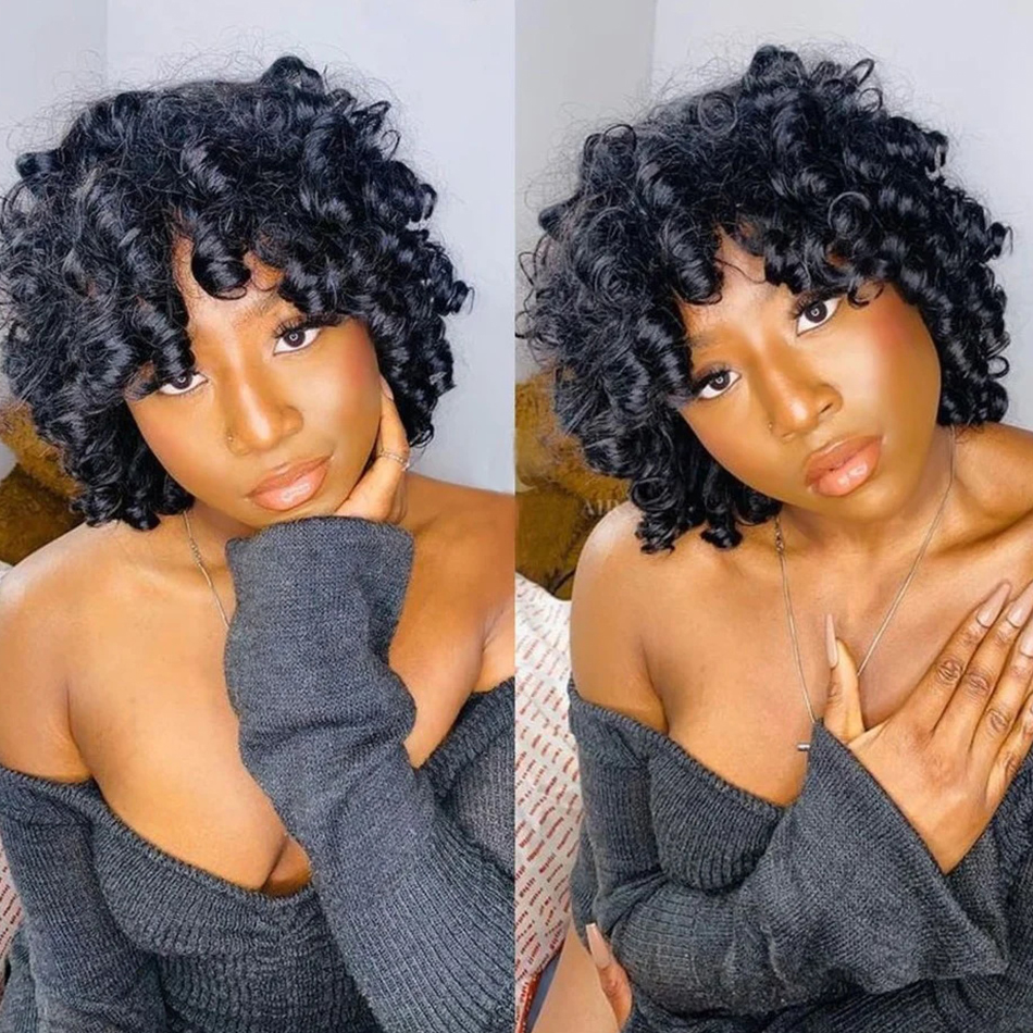 Fast Delivery Perruque Cheveux Humain Pixie Cut Wig Human Hair Wigs Human Hair BOB Glueless Wig Afro Rose Curly Funmi Wigs