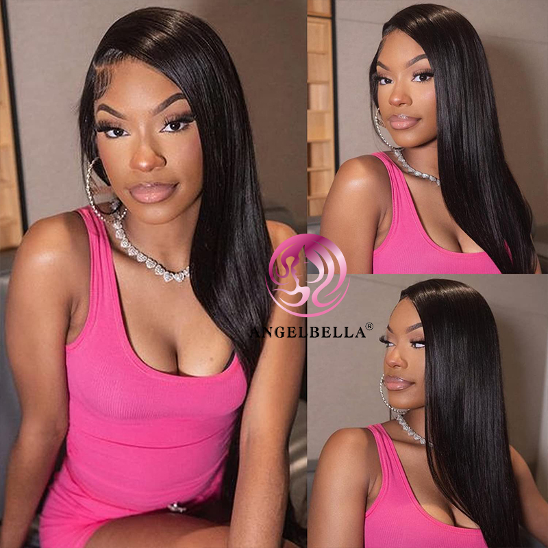 AngelBella DD Diamond Hair Straight Lace Front Wig 13x4 HD Lace Frontal Wigs 28 30 Inch Long Lace Front Human Hair Wigs