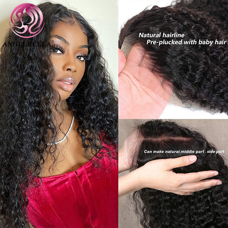 AngelBella DD Diamond Hair 13x4 HD Lace Front Wigs Water Wave Lace Front Wigs Human Hair Wigs For Black Women Pre Plucked with Baby Hair