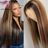 AngelBella DD Diamond Hair 13X4 Wholesale Brazilian 30 Inch Honey Blonde Highligh Body Wave Human Hair HD Lace Front Wigs