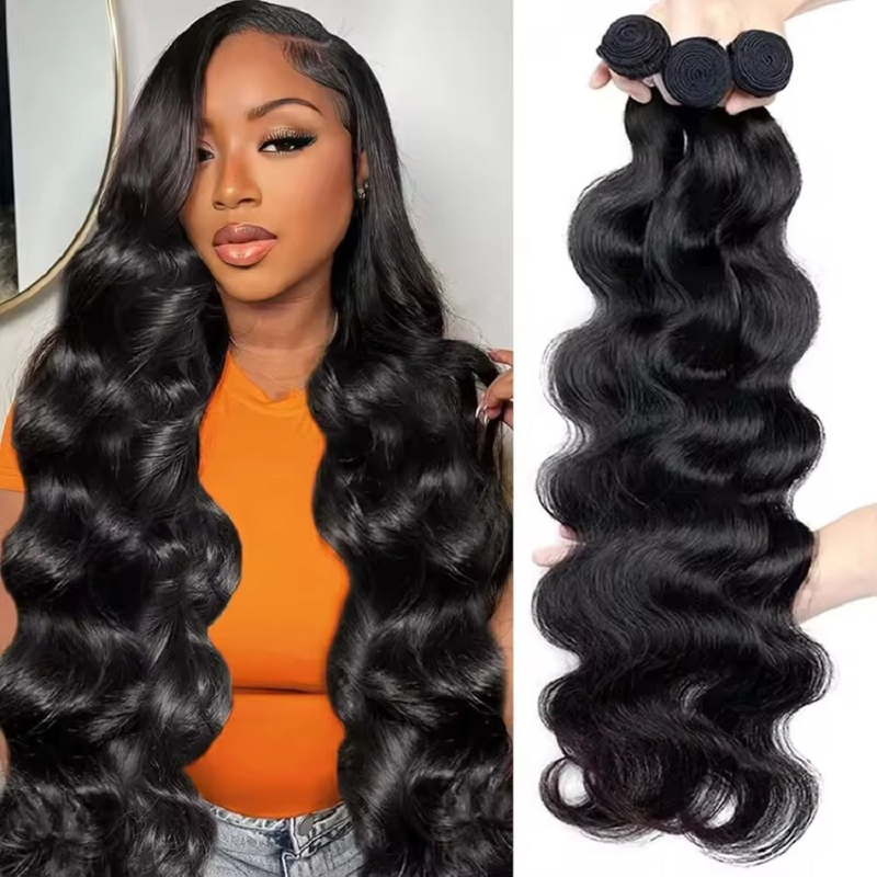 High Quality Remy Human Hair Bundles Body Wave Double Drawn Human Hair Extension for Black Women