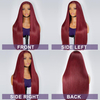 99J Burgundy Wine Red Silky Straight Transparent T Part Lace Front Wigs