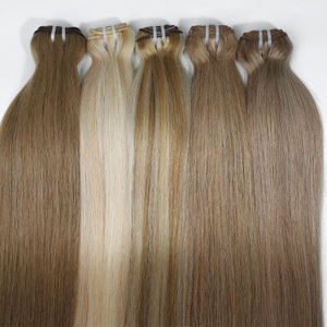 AngelBella Brazilian Hair Weft 100% Raw Virgin Cuticle Aligned Bone StraightLight Color Natural Hand Tied Styles Soft Hand Tied