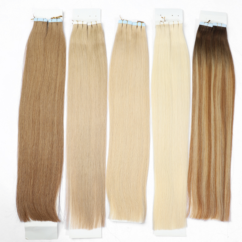 Wholesale Natural Blonde Tape in Hair Extensions 100% Raw Virgin Human Hair Straight Invisible Bone Blonde Light Color