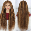 Wholesale 30 Inch 13x4 180% Density Human Hair Glueless Highlight Water Wave Transparent Lace Front Wigs for Black Women