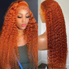 30 Inch Brazilian Transparent Wigs Lace Frontal Wig 13x4 1800% Density Human Hair Colored Ginger Water Wave Wigs for Women