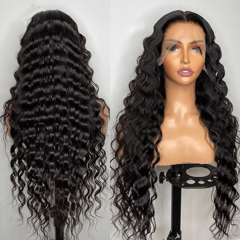 Wholesale 30 Inch Natural Black Loose Wave Human Hair Lace Front Wig Vendors Glueless HD Lace Frontal Wigs for Black Women