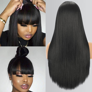 Angelbella Hair Straight Human Hair Wigs with Bangs Brazilian Virgin Human Hair 