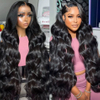AngelBella 30 Inch 220% Density Body Wave Swiss HD Glueless Lace Front Wigs 13X4 Human Hair Lace Frontal Wig for Black Women