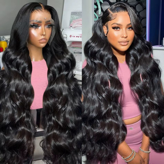 AngelBella 30 Inch 220% Density Body Wave Swiss HD Glueless Lace Front Wigs 13X4 Human Hair Lace Frontal Wig for Black Women