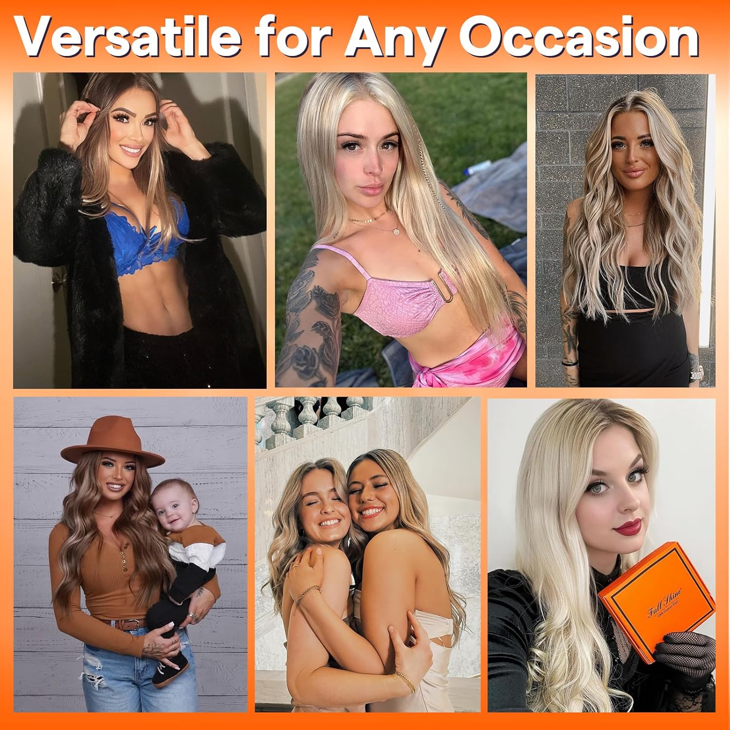 Full Shine Genius Weft Hair Extensions Human Hair Hand Tied Weft Human Hair Extensions 12-30 Inch 100G Extensions Remy Hair Blonde Soft Silky Hair Sew In Extensions For Women