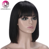 100 Human Hair Bob Wigs with Bangs for African American Bone Straight Bob Wigs Party City