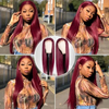 Brazilian Remy Hair Wig Wine Red Colored 150% Density 13x4 Lace Frontal