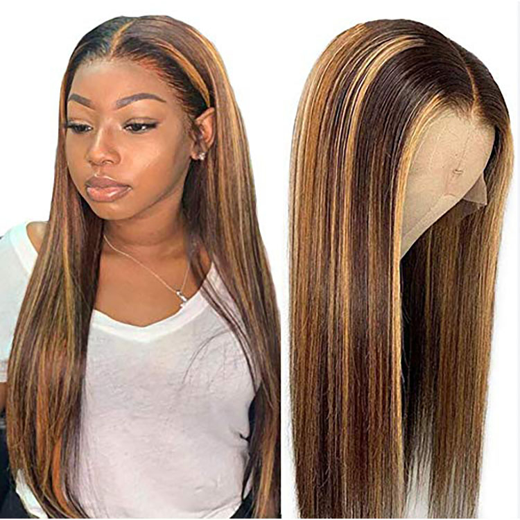 Human Hair Transparent Hd Full Lace Wig Virgin Glueless Ombre Blonde Color Lace Wigs Hd Highlight Lace Front Wig With Baby Hair