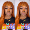 Orange Ginger Color Super Double Drawn Lace Front Wig 13x4