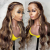 Body Wave Honey Blonde Lace Front Highlight Human Hair Wig