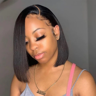 8 To 14Inch 13x4 Lace Front 150% Density Short Side Part Bob Wig