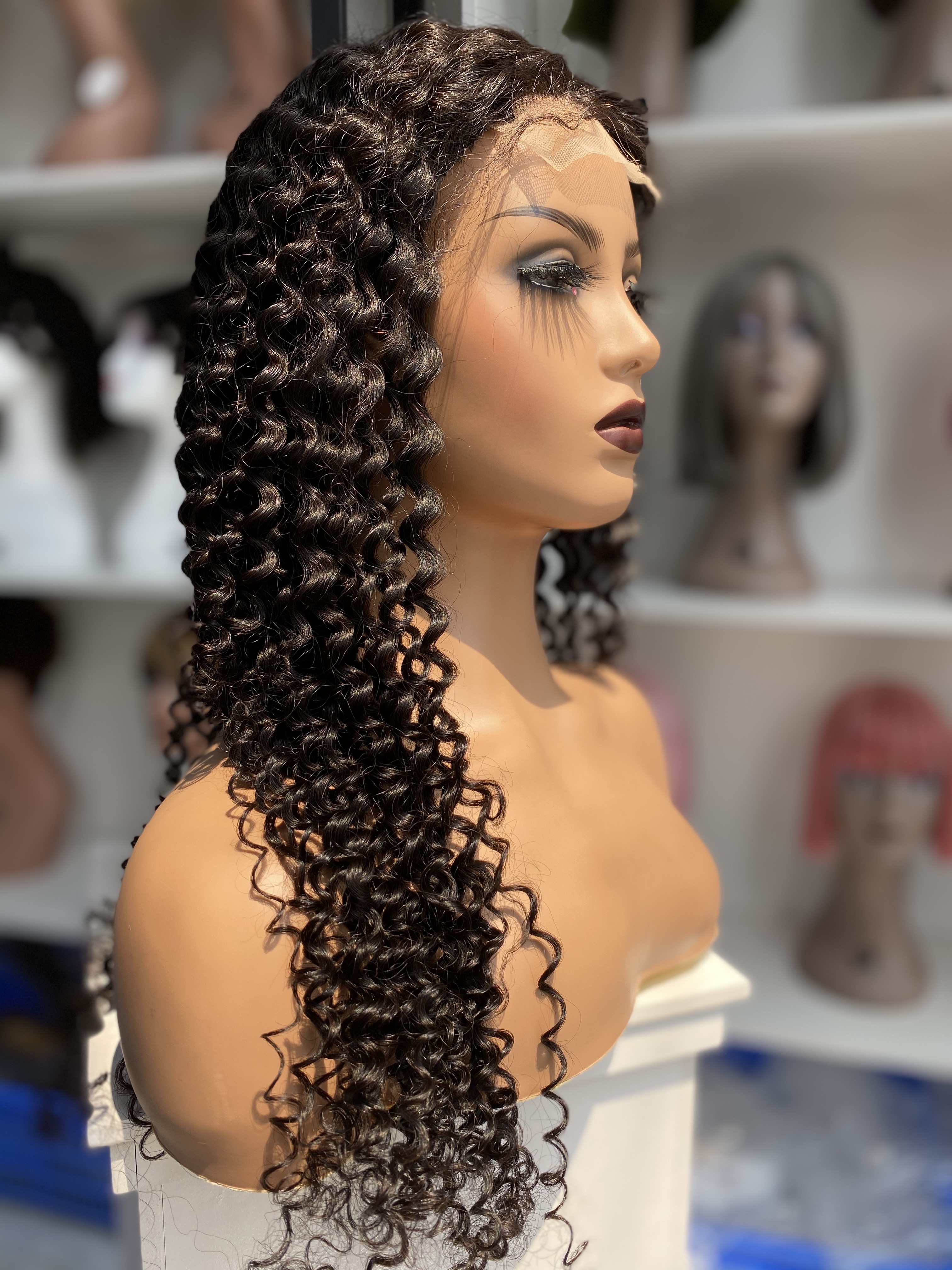 Deep Wave Wig Curly Human Hair Lace Closure Wig for Women