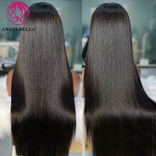 AngelBella Queen Doner Virgin Hair 13x4 Transparent Raw Cuticle Aligned Human Hair HD Lace Frontal Wig For Black Women 
