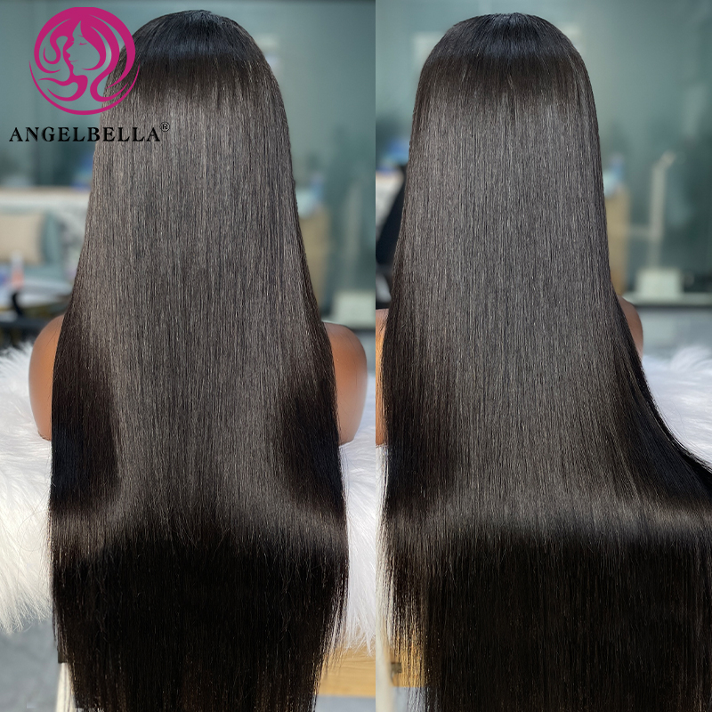 AngelBella Queen Doner Virgin Hair 13x4 Transparent Raw Cuticle Aligned Human Hair HD Lace Frontal Wig For Black Women 