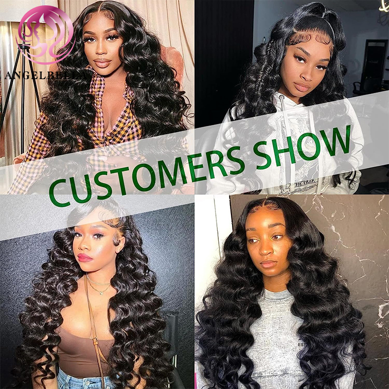 Angelbella Queen Doner Virgin Hair Wholesale 13x4 Loose Deep Wave Brazilian Human Hair Wigs 32 34 Inch Transparent Curly Lace Front Wig For Black Women