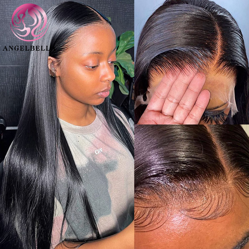 AngelBella DD Diamond Hair Natural Human Hair Straight 13x4 HD Glueless Lace Frontal Wig