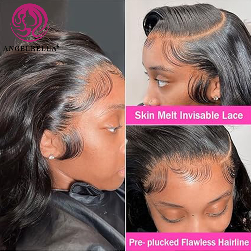 AngelBella Queen Doner Virgin Hair Body Wave 13X4 HD Full Lace Frontal Wig Raw Brazilian Human Hair Hd Lace Wig HD Lace Front Human Hair Wigs