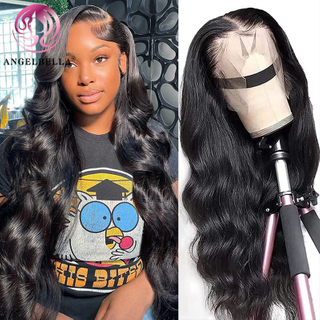 AngelBella Glory Virgin Hair 13x4 Body Wave HD Lace Front Wigs Human Hair 30 Inch Straight Lace Frontal Wigs For Black Woman 
