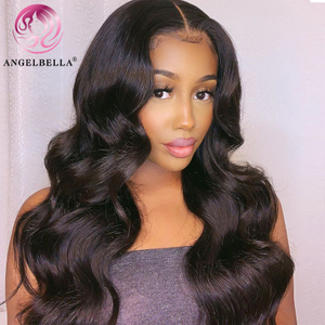 AngelBella Glory Virgin Hair Natural Body Wave Brazilian 13X4 Lace Front Human Hair Wigs