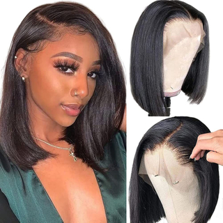 Factory 13x4 Vietnamese Straight Human Hair Transparent Lace Front Wig 180 Density Silky Straight Human Hair Short Bob Wigs