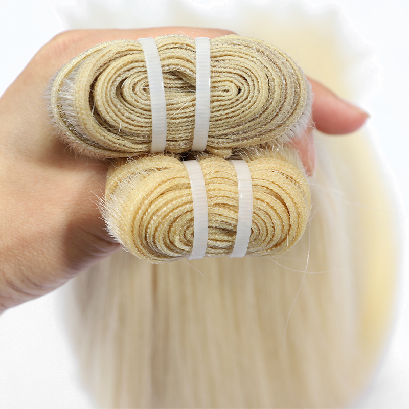 Wholesales Brazilian Hair Weft 100% Raw Virgin Cuticle Aligned Bone Straight Soft Hand Tied Styles Dyed Light Color Natural