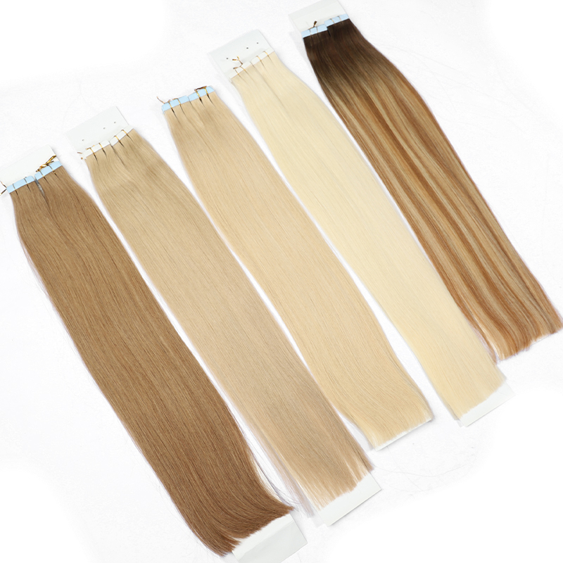 AngelBella Wholesales Tape in Extensions Human Hair Cuticle Aligned Hair Bone Straight Tape in Hair Extensions 100% Raw Virgin