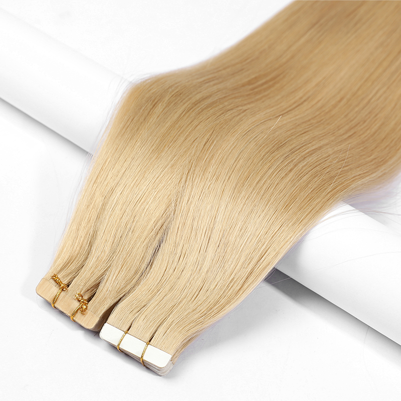 Tape in Hair Extensions Natural Blonde Human Hair Straight Invisible 613 Blonde Weft Tape 100% Raw Virgin Human Hair