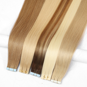 100% Raw Virgin Human Hair Extensions Natural Blonde Tape in Hair Weft Straight Invisible 613 Blonde Soft and Comfortable