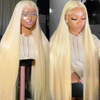 Angelbella 30 Inch 613 Blonde Straight Human Hair Lace Front Wigs Glueless Swiss Lace Frontal Wig for Black Women