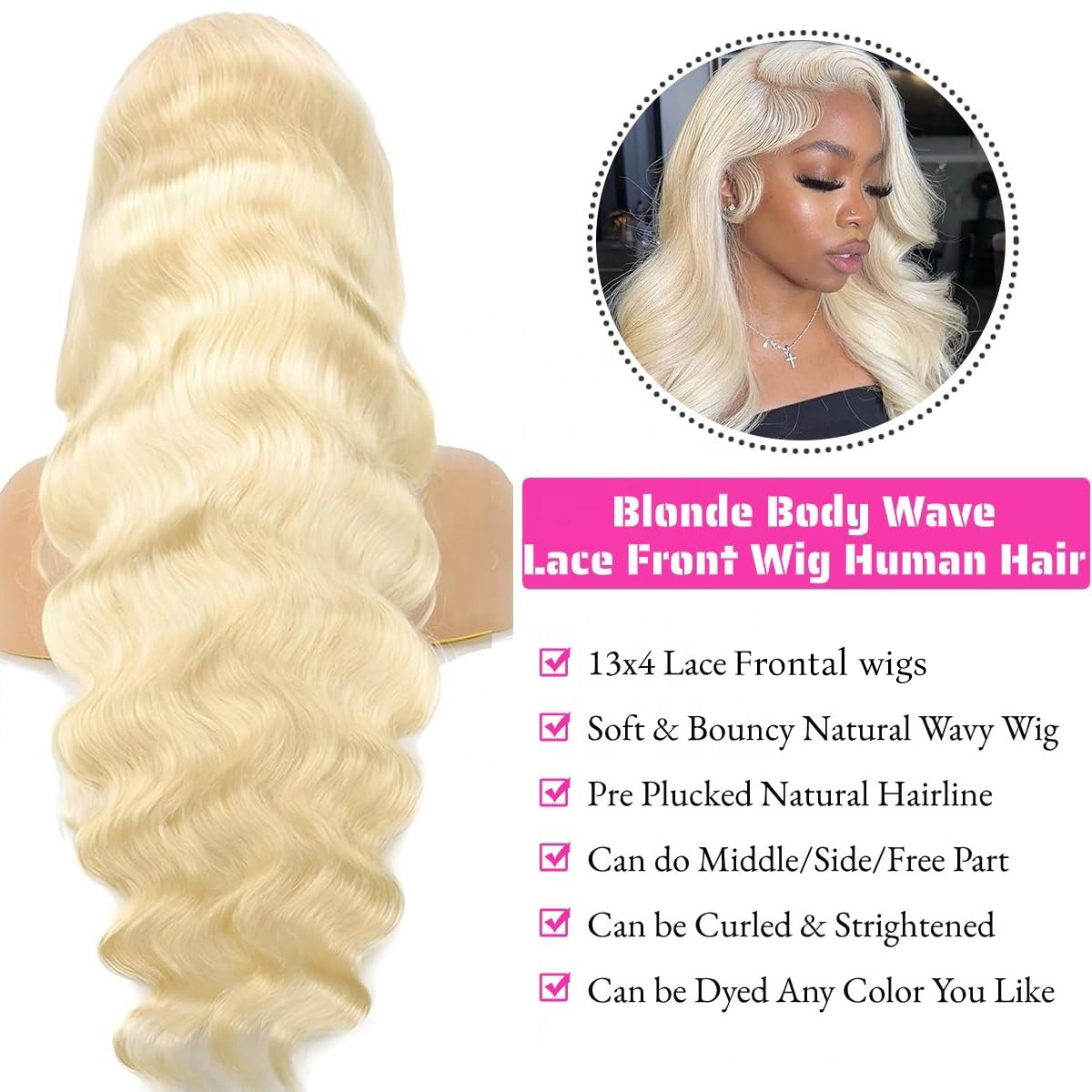  Angelbella High Quality 180% Density 30 Inch Glueless Body Wave Lace Front Wig Vendors 613 Blonde Human Hair Wigs for Black Women