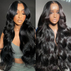 30 Inch 180 Density 13X4 Glueless Body Wave Lace Frontal Wig Transparent Swiss Lace Front Human Hair Wigs for Women