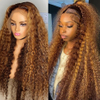 Wholesale 30 Inch 13x4 180% Density Human Hair Glueless Highlight Water Wave Transparent Lace Front Wigs for Black Women