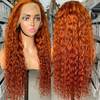 30 Inch Brazilian Transparent Wigs Lace Frontal Wig 13x4 1800% Density Human Hair Colored Ginger Water Wave Wigs for Women