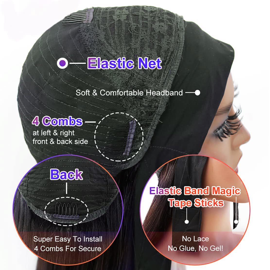 Straight Hair Headband Wig Brazilian Human Hair Headband Wigs For Black Women 