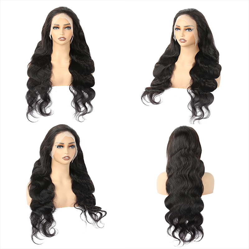 Wholesale 180% Density Raw Hair Glueless Human Hair Wigs Body Wave 13x4 Transparent Lace Front Wigs for Black Women