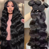 AngelBella Natural Black Double Drawn Virgin Cuticle Aligned Body Wave Raw Hair Bundles Vendors Human Hair Extension for Women