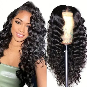 AngelBella 30 Inch 220% Density 13x6 Hd Glueless Deep Wave Lace Frontal Wig Pre Pluck Brazilian Human Hair Lace Front Wigs for Black Women