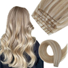 AngelBella Full Shine Genius Weft Hair Extension Human Hair 20 Inch Blonde Human Hair Weft Color Ash Blonde Highlight Bleach Blonde Hair Extensions Real Human Hair Hand Tied Weft