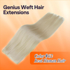 Full Shine Genius Weft Hair Extensions Human Hair Hand Tied Weft Human Hair Extensions 12-30 Inch 100G Extensions Remy Hair Blonde Soft Silky Hair Sew In Extensions For Women