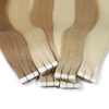 Human Hair Extensions PU Flat Weft Hair Extensions Remy Human Hair Extension with Holes Ash Blonde Highlight Blonde 18/613 Invisible Tape in Hair Extension for Women